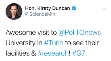 Il Tweet del Ministro Canadese Duncan